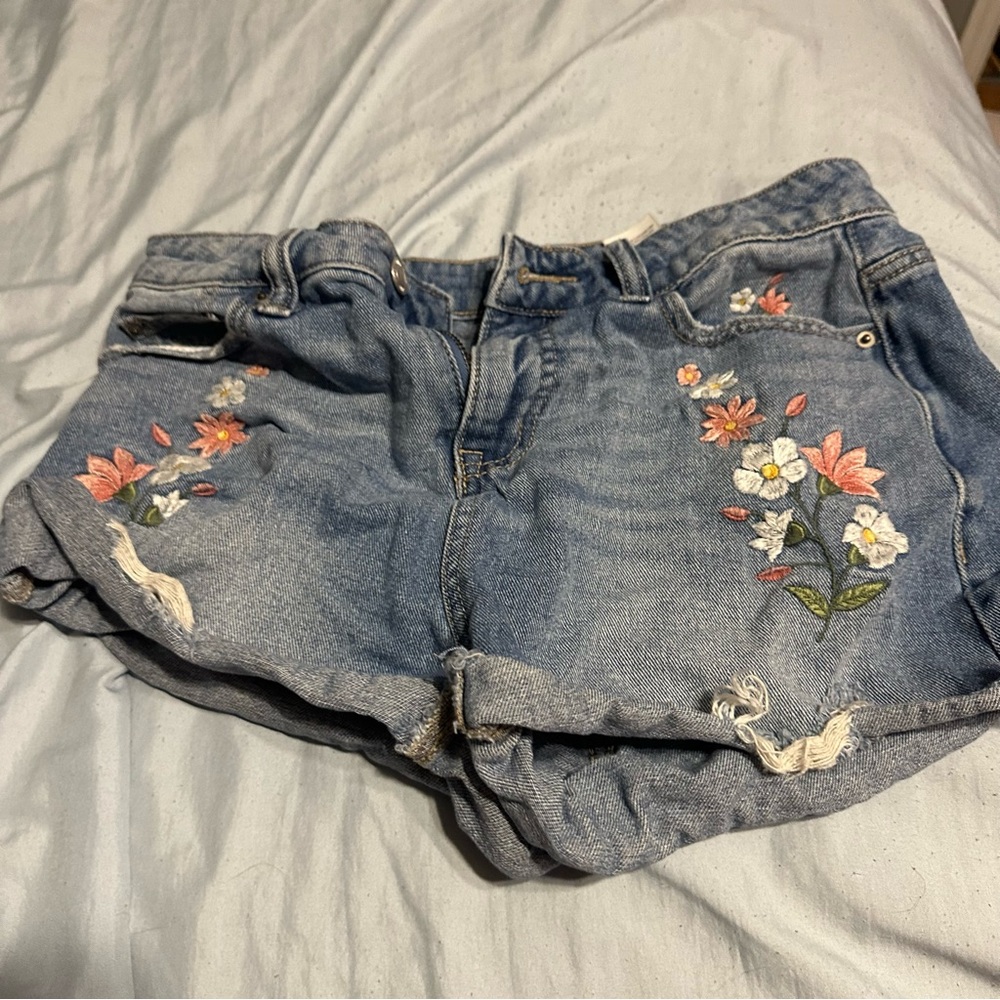 Time and Tru Women's Embroidered Jean Shorts